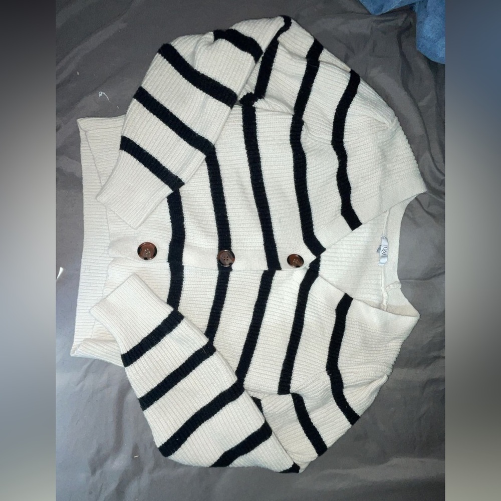 Q&A striped chunky cardigan